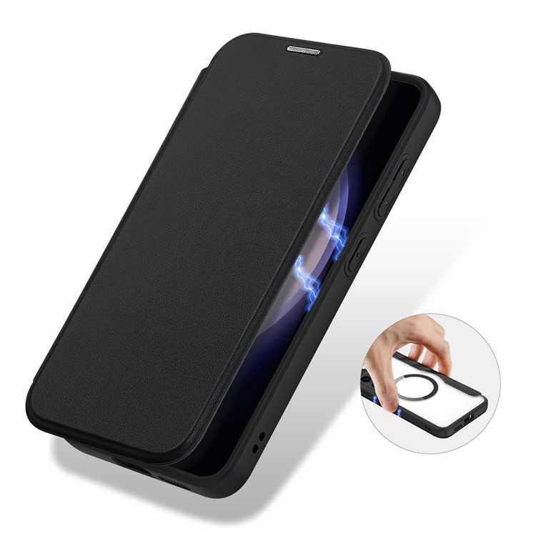 Samsung Galaxy S24  Plus Hybrid Leder Tasche   Kunststoff Rückseite - Schwarz / Transparent