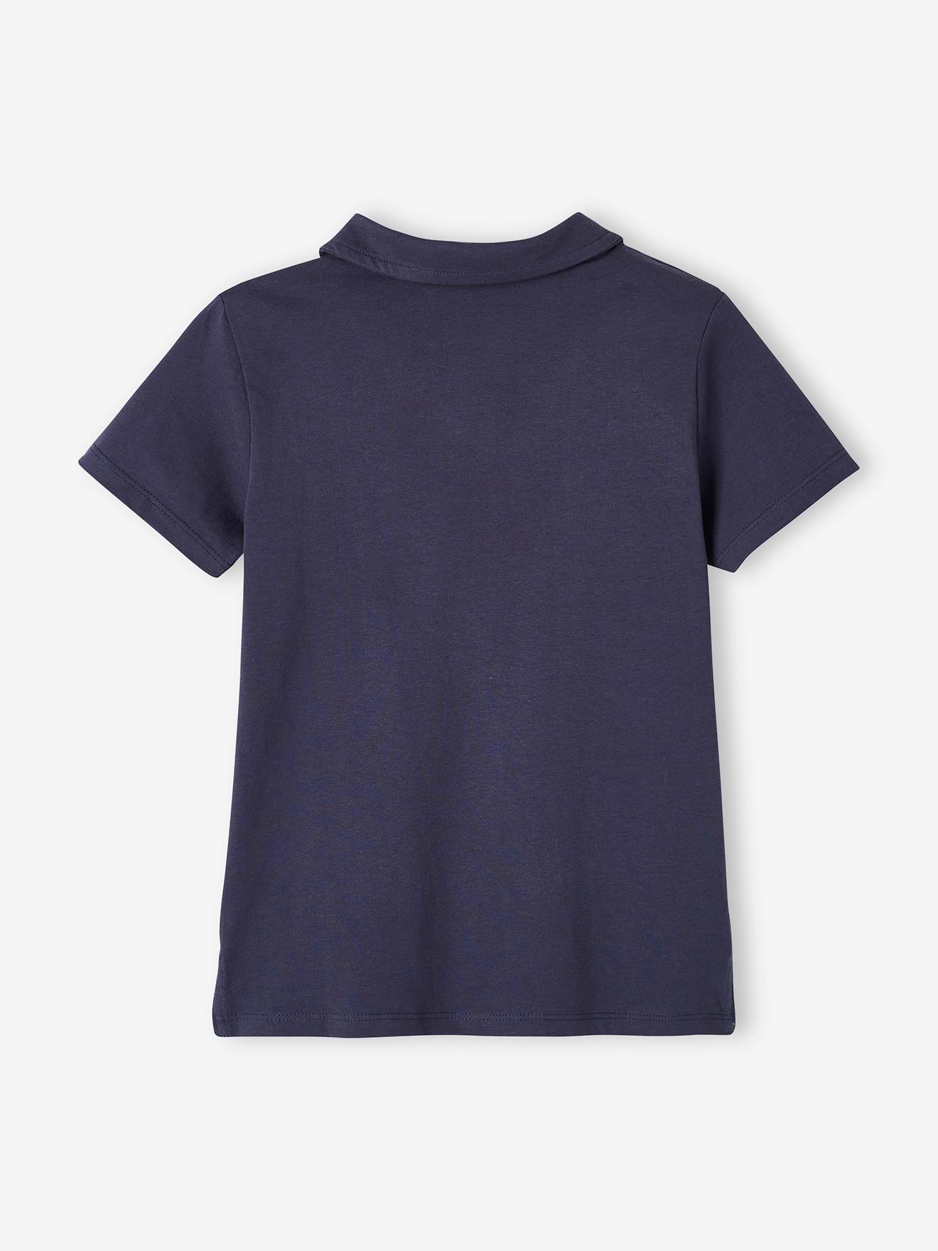 Conjunto de 2 camisas polo lisas de manga curta para meninos, azul claro com estampas.