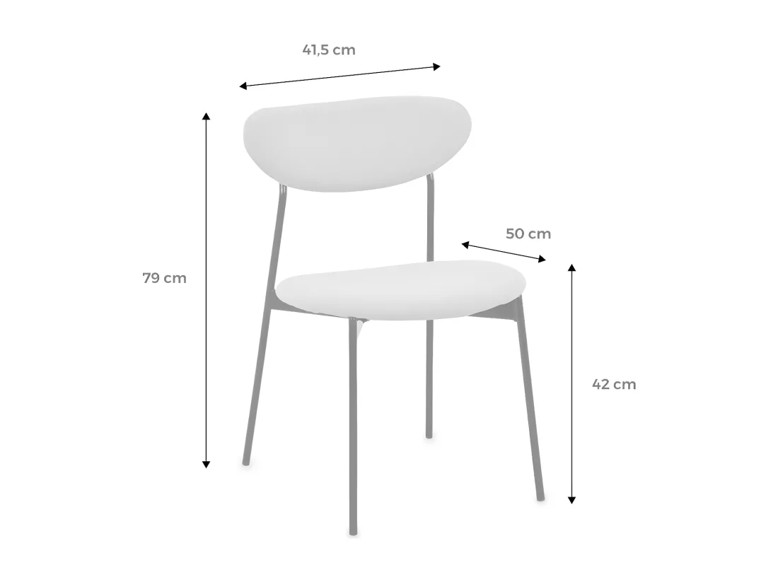 Lot de 4 chaises - Arty - scandinaves et vintage. assise et dossier gris clair. pieds en acier