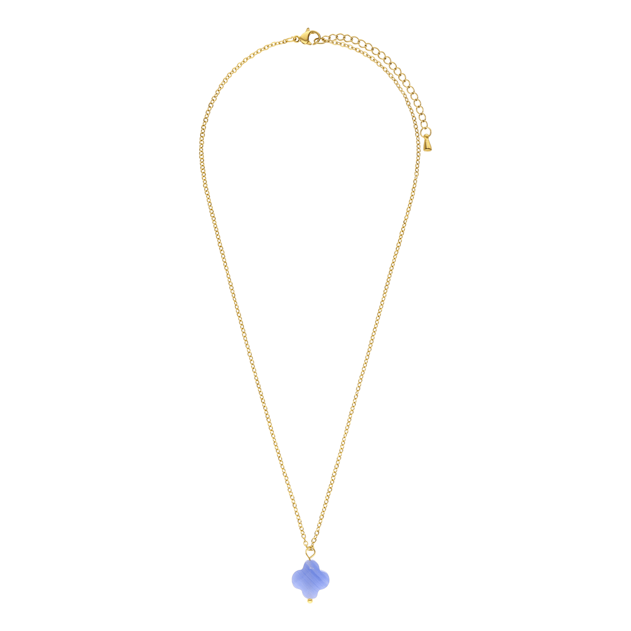 Stalen goldplated ketting met blauwe agaat