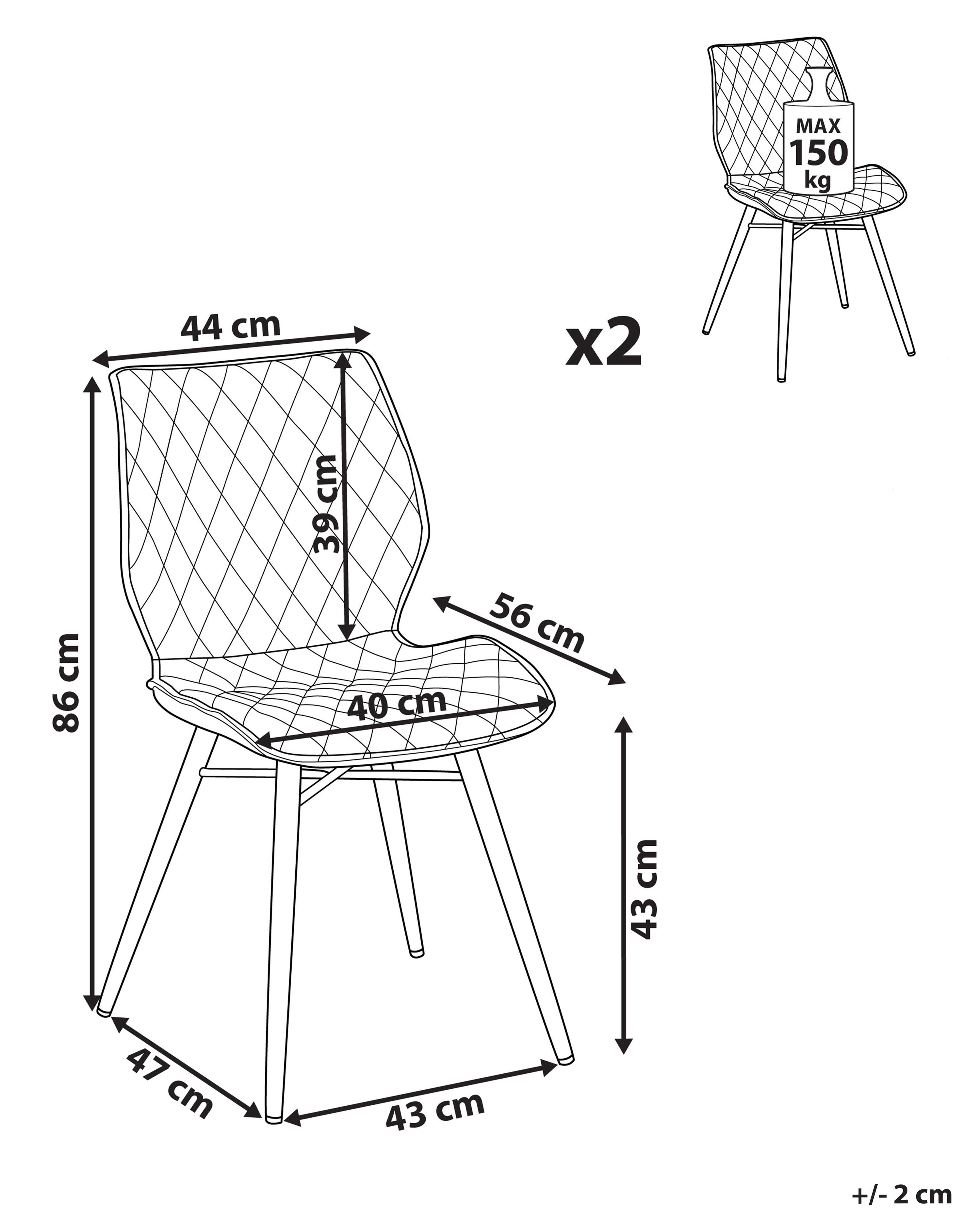 Set van 2 eetkamerstoelen LISLE Zeeblauw