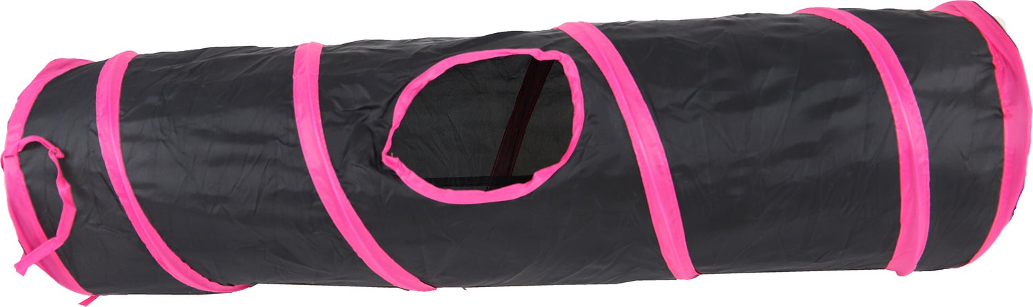 Boon kattenspeelgoed speeltunnel zwart / roze 85 x 25 cm
