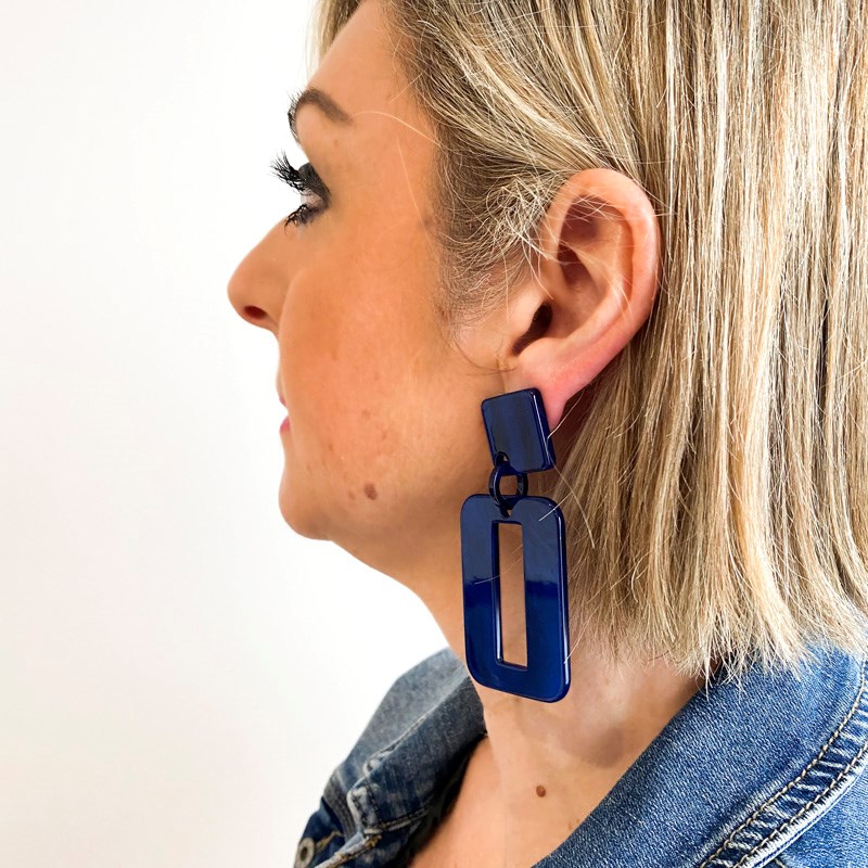 Boucles d'oreilles pendantes bleu nuit