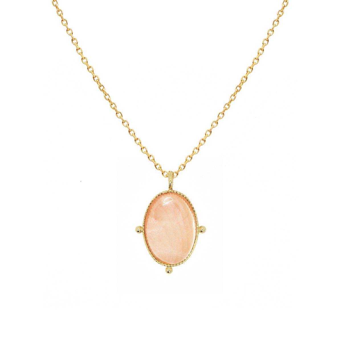Collier pierre quartz rose doré à l'or fin 24k NEW CALYPSO