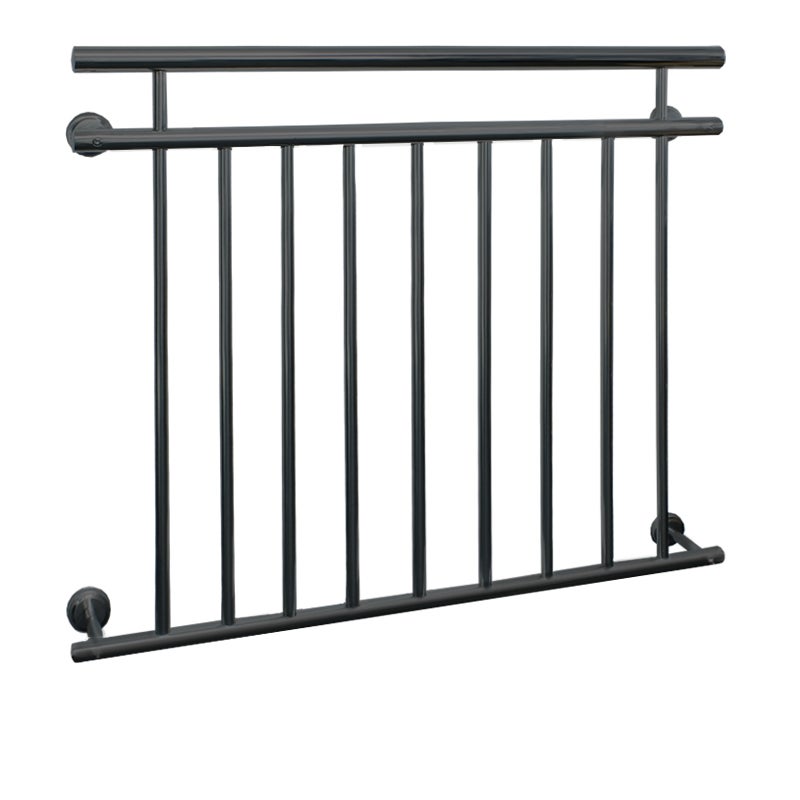 ECD Duitsland Franse balkonleuning 128 x 90 cm | met 9 vulspijlen | antraciet | mat en structuur | van gepoedercoat staal | balkonleuning, balkonleuning, spijlenleuning, balkonhekwerk, raamrooster