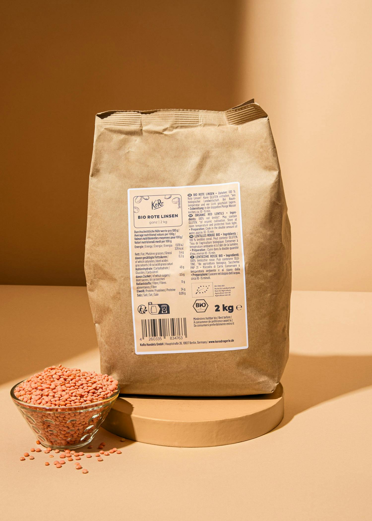 Rote Bio Linsen 2 kg