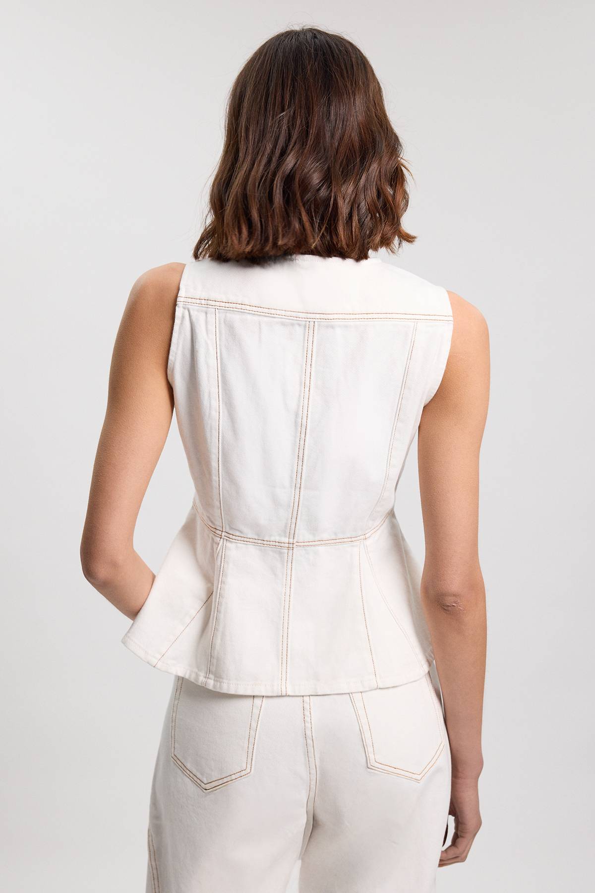 KarenMillen Haut En Denim Sans Manches À Basque