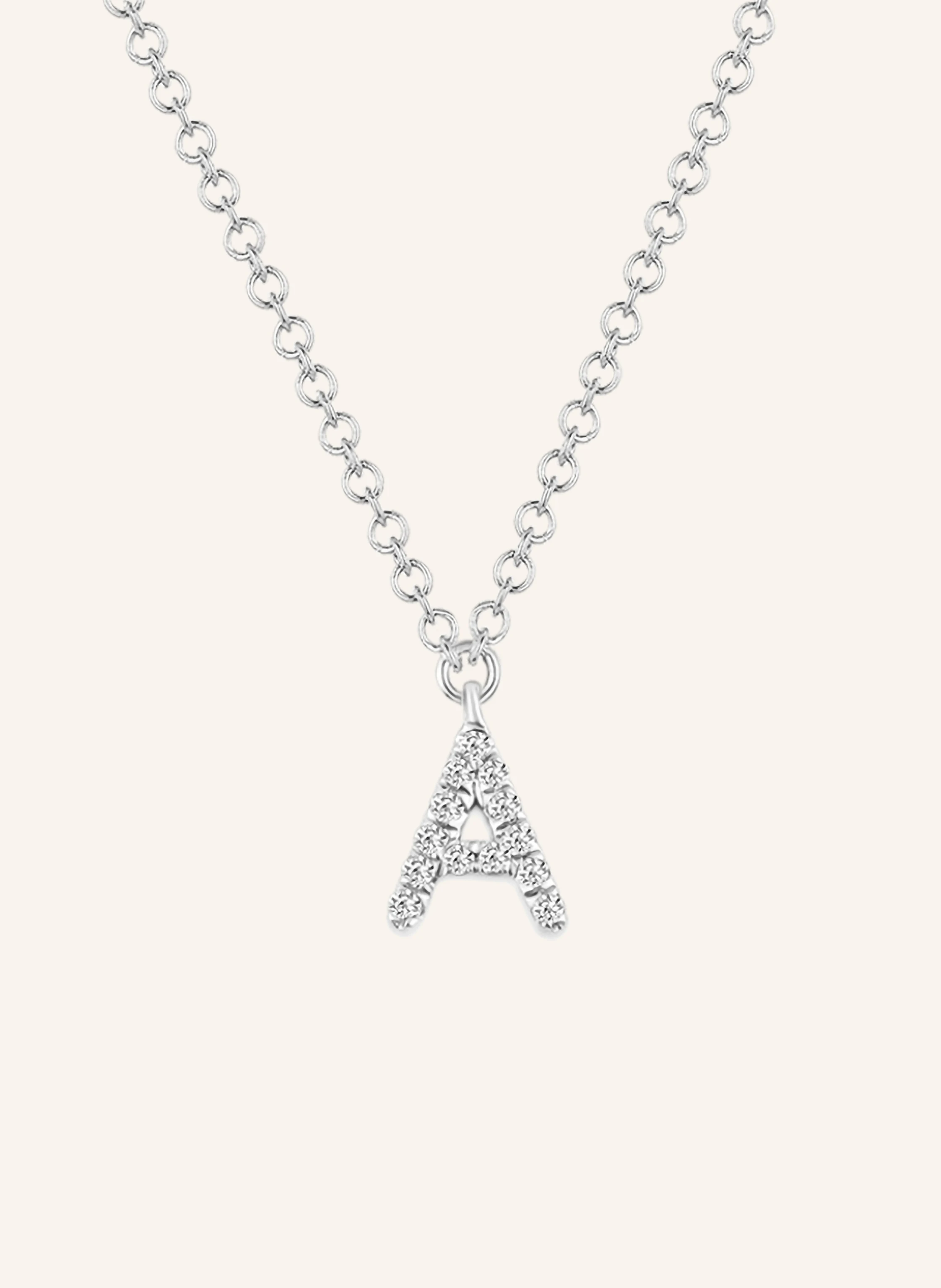 Leaf INITIALIEN Halskette „H“ aus 14 Karat Weißgold mit Diamanten