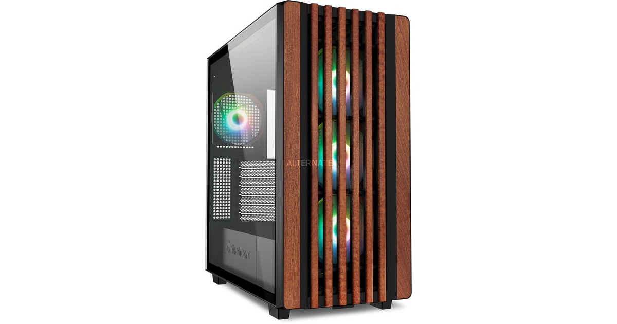 SharkoonRebel C70G RGB midi tower behuizing  (Zwart | 2x USB-A | 1x USB-C | RGB | Tempered Glass)