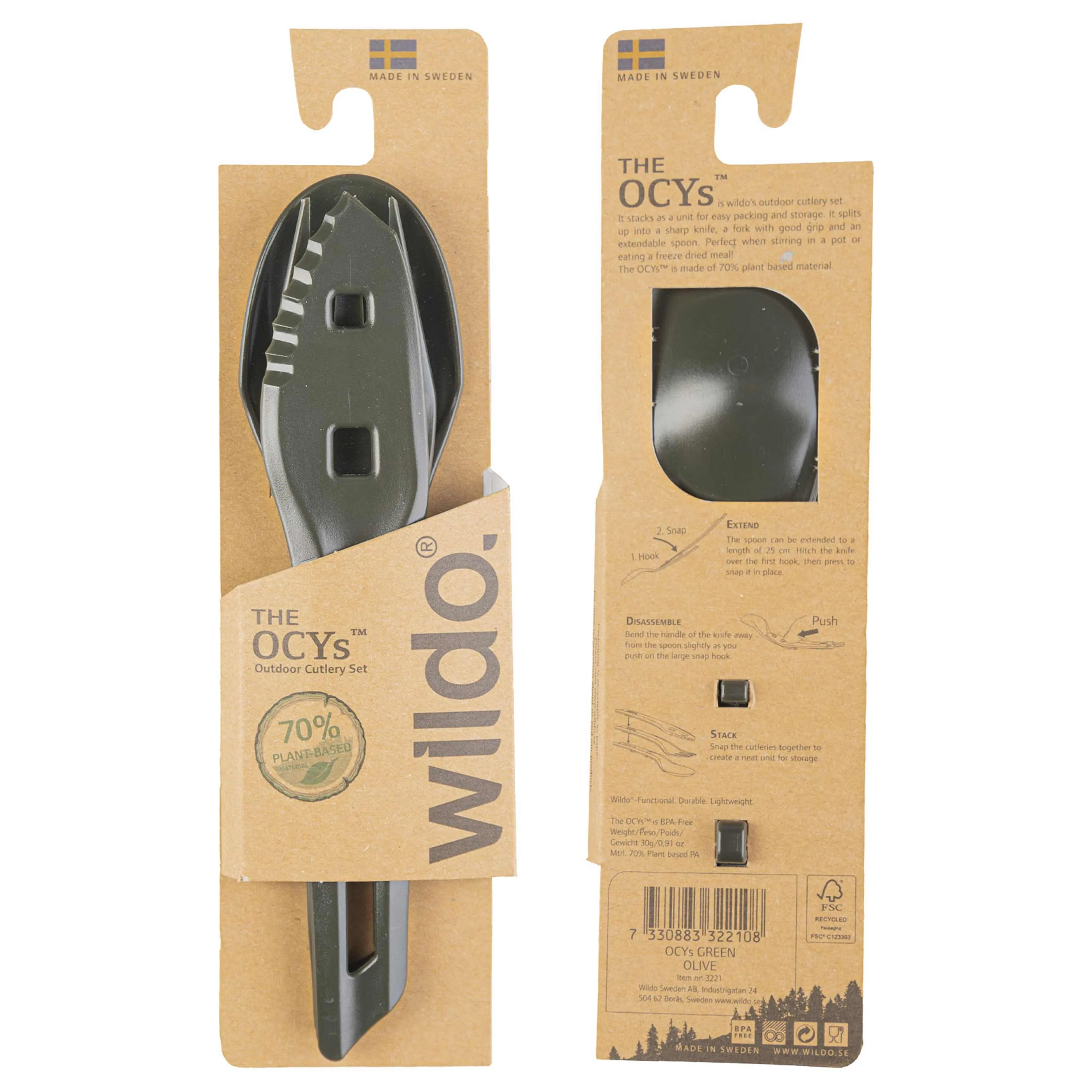 Wildo -  Wildo Besteckset The OCYS Outdoor Cutlery Set oliv