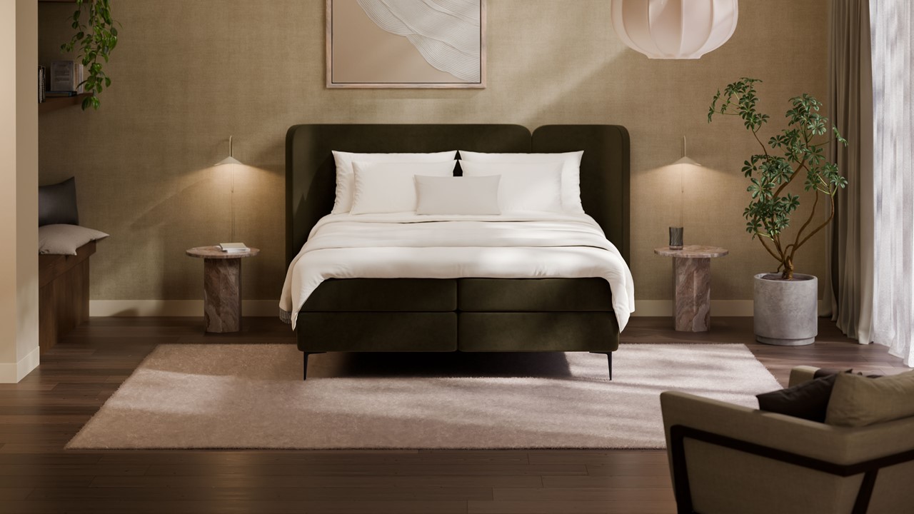 Boxspring Mesa - Soft suede forest