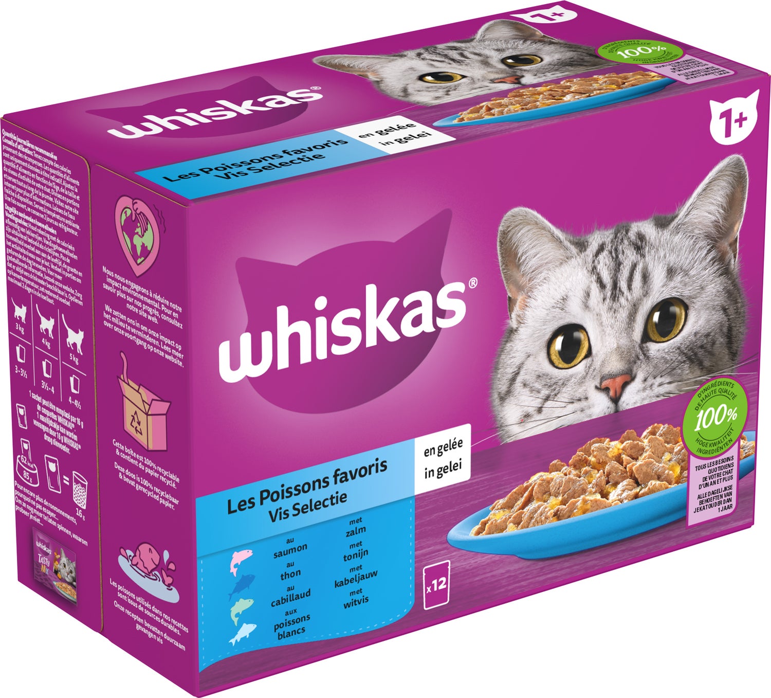 Whiskas kattenvoer in gelei Vis Selectie vis adult 85 g 12 stuks