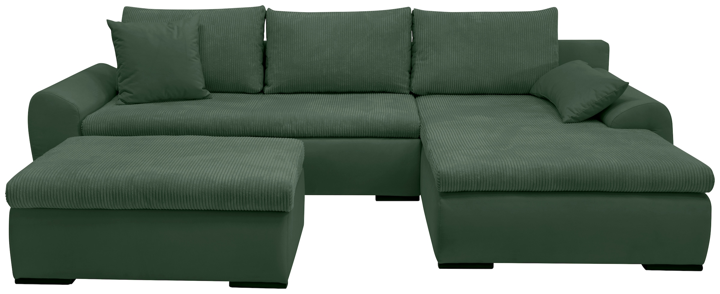 Home affaire Ecksofa »Win, L-Form,  Breite 285cm« optional mit Schlaffunktion und Bettkasten, dunkelgrün, Cord