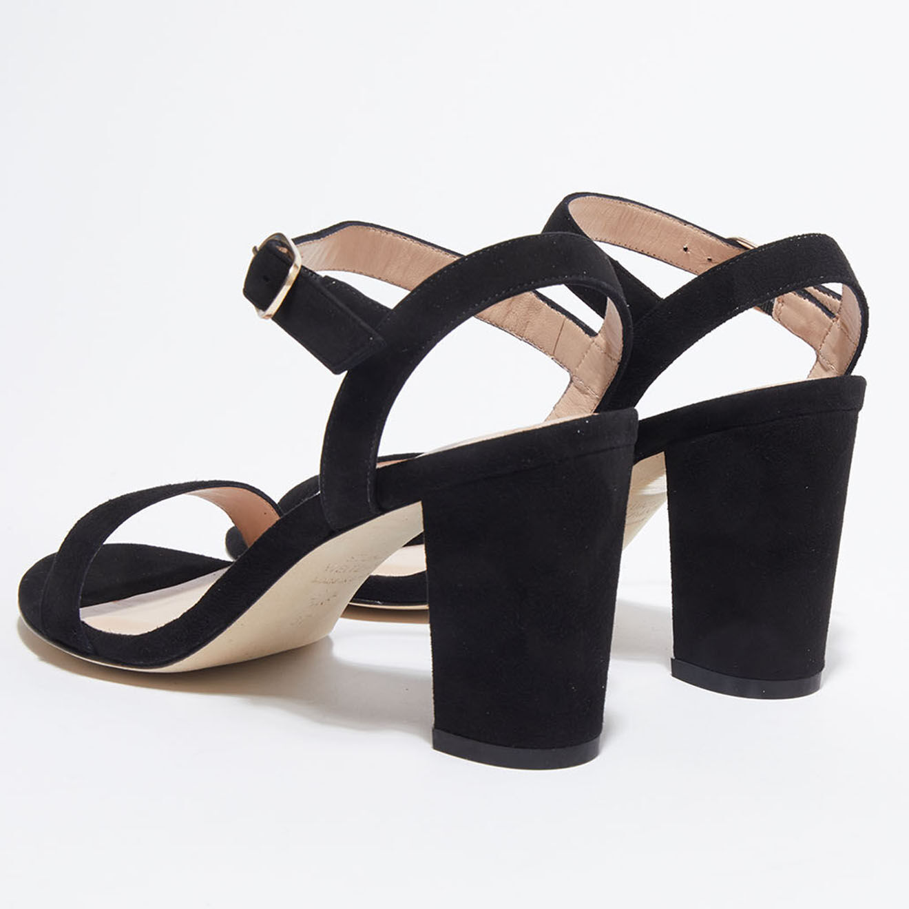 Stuart Weitzman Sandales en Velours de Cuir Taliana noires - Talon 8 cm