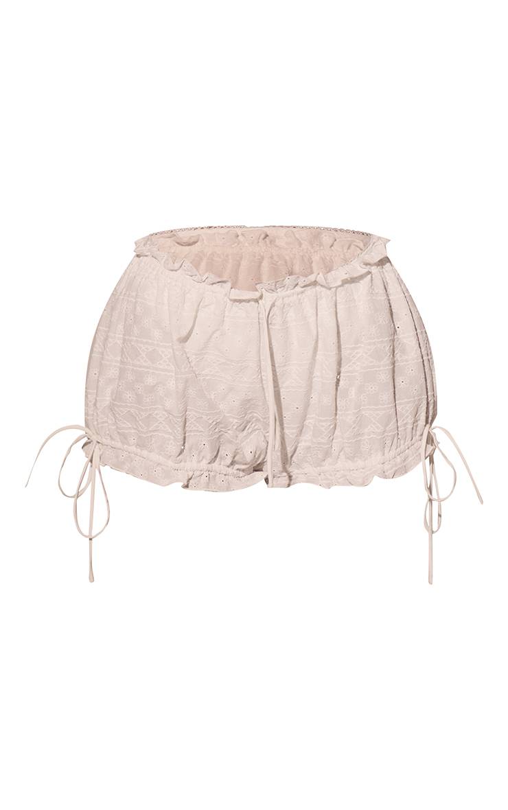 Blanc Short De Plage Bouffant En Broderie Anglaise
