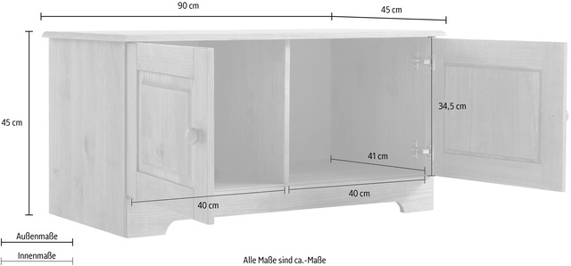 Home affaire Sitzbank »Lisa« mit Stauraum und 2 Drehtüren, Breite 90 cm