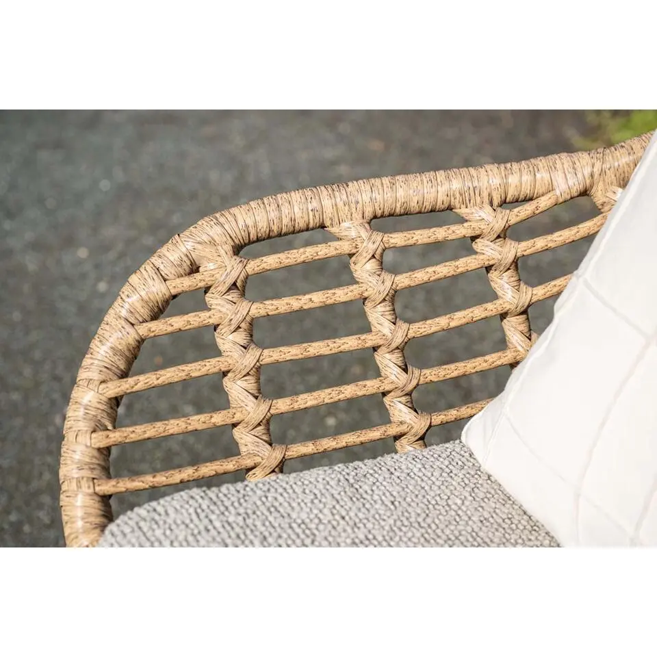 Castello lounge fauteuil - light teak look - natural rotan-merino sand