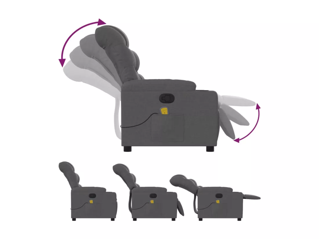 Fauteuil massant inclinable Gris foncé Tissu