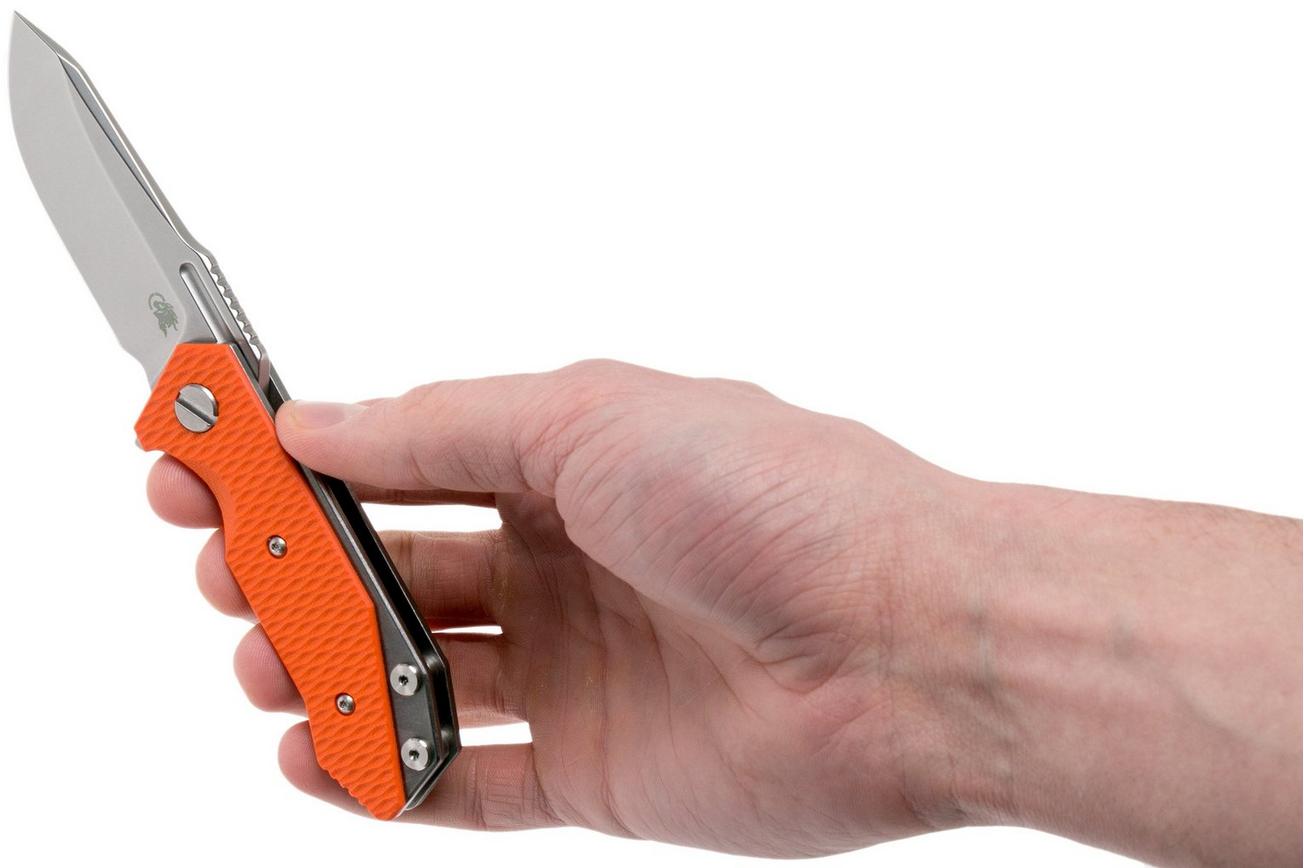 Rick Hinderer Half Track Gen 2, Spearpoint 20CV, Orange G10, zakmes