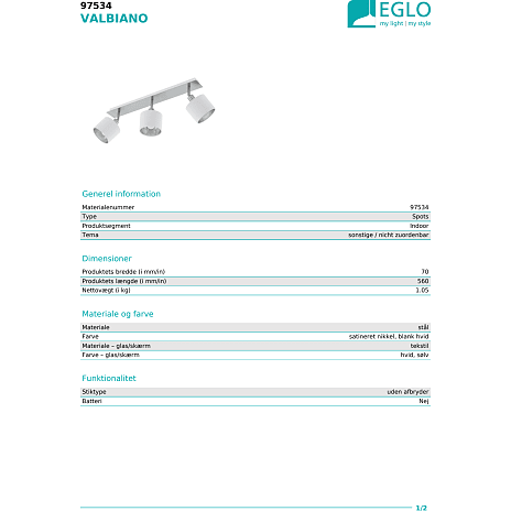 Valbiano spotlampe - hvid