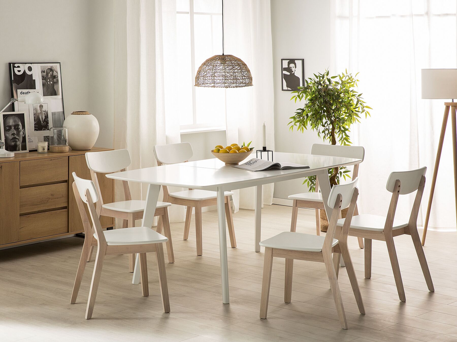 Eettafel uitschuifbaar SANFORD Wit 90 cm 150/195 cm