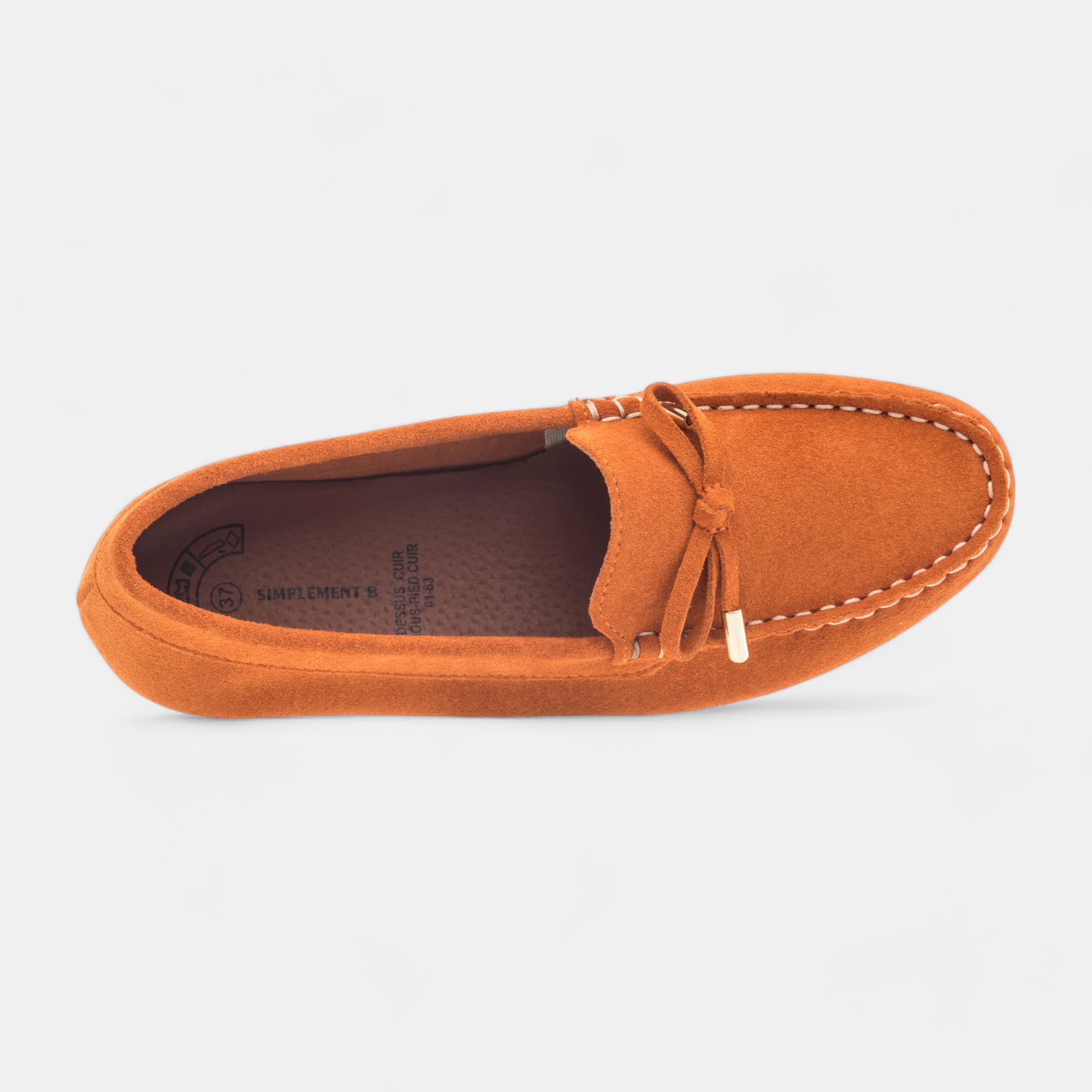 Mocassins Femme en cuir orange