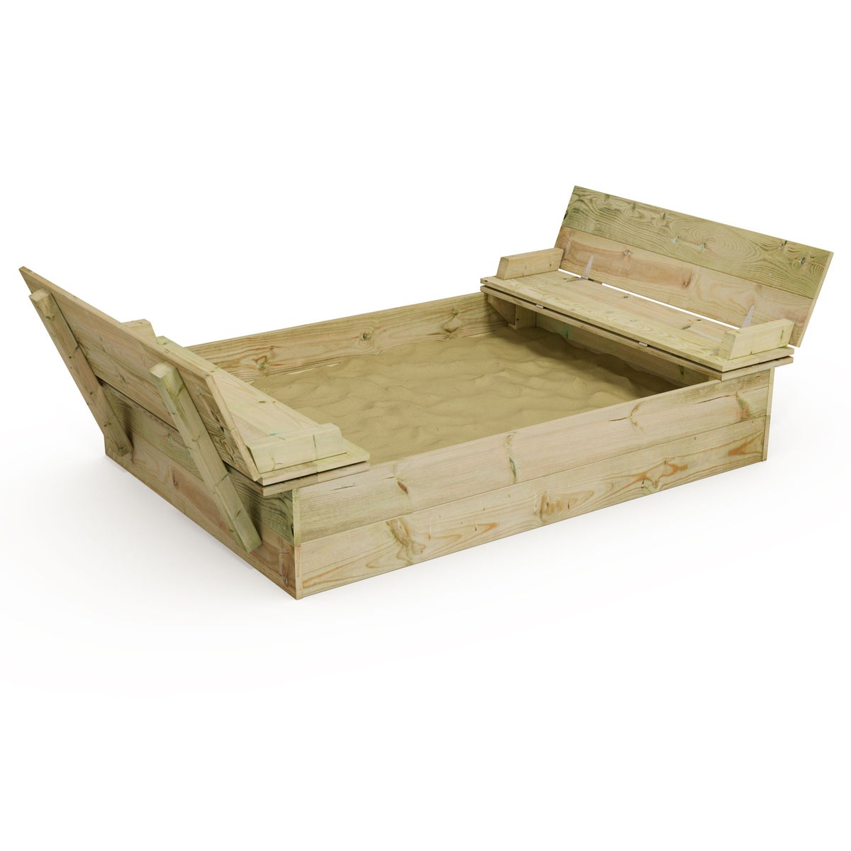 WICKEY Flippey Zandbak 110x165cm Tuin Kinderzandbak Speeltuin met Bank en Scharnierend Deksel