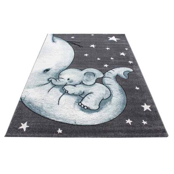 Kindervloerkleed - Olifant Blauw