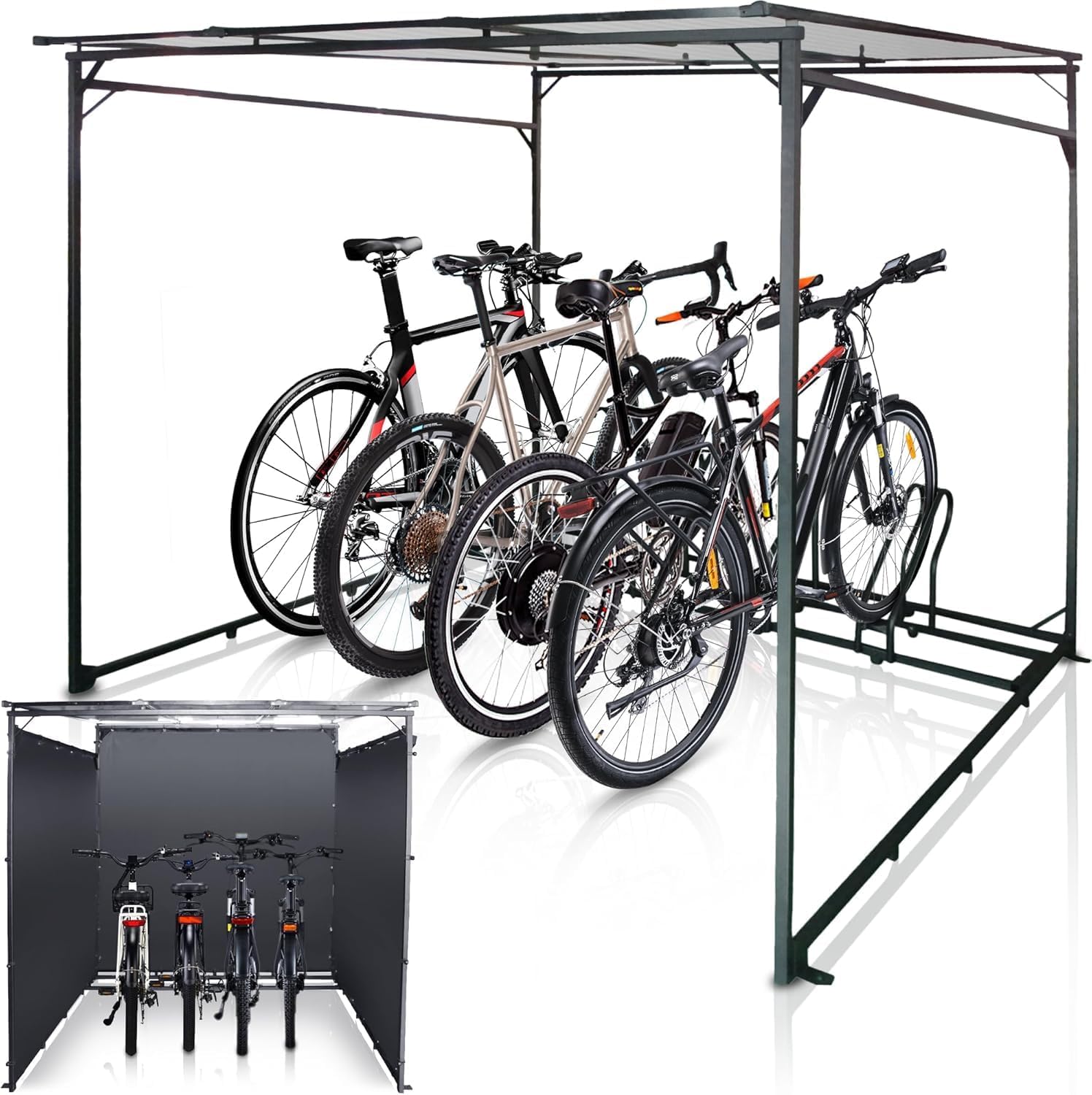 WIELS® Fahrradgarage 4 Fahrräder - Fahrradunterstand 190x188x190cm - Metall Fahrradschuppen - Zeltgarage - Fahrradbox - Bicycle Parking