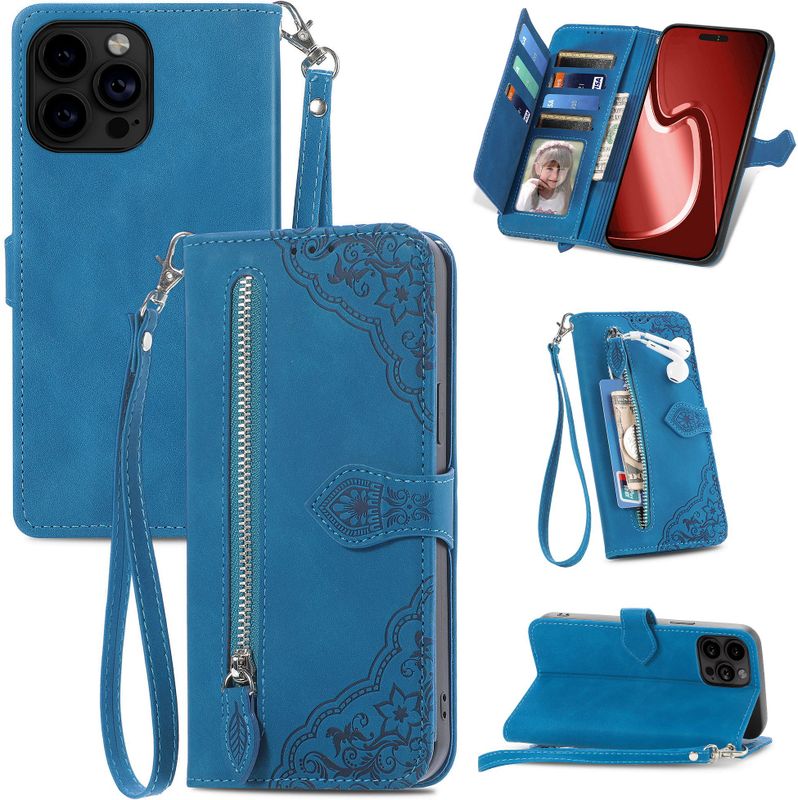 iPhone 17 Pro Max - Hoesje - Bookcase - Kunstleer - Blauw - Pasjeshouder