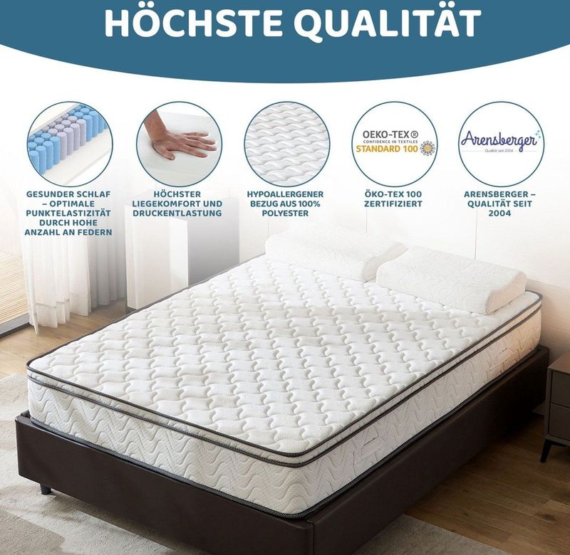 Arensberger - VIKTORIA - Pocketveringmatras - Geïntegreerde Topper - 25 cm Hoogte - H4, H3, H2 Gemengde Hardheidsgraad