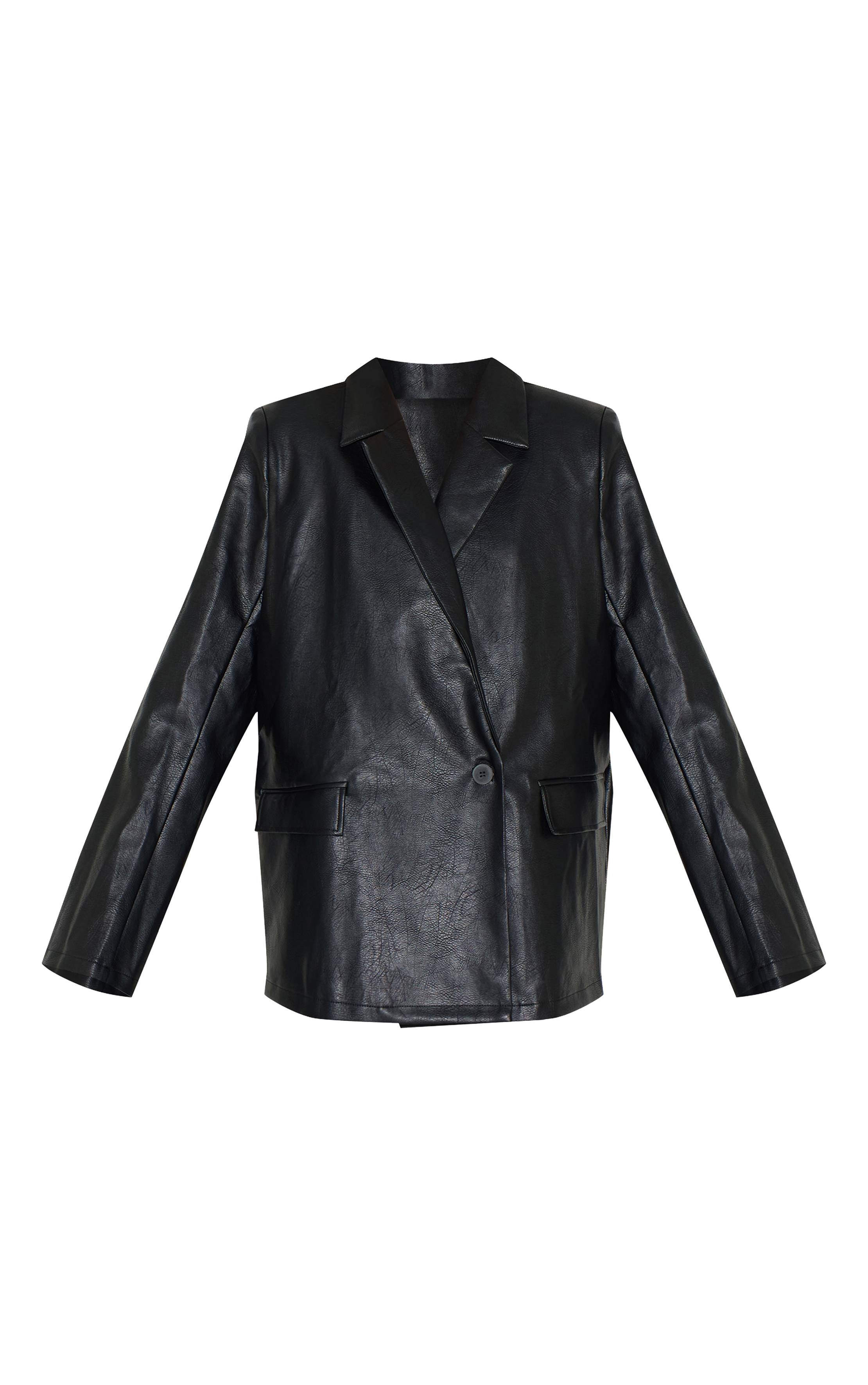 Noir Blazer En Synthétiquecuir Vieilli