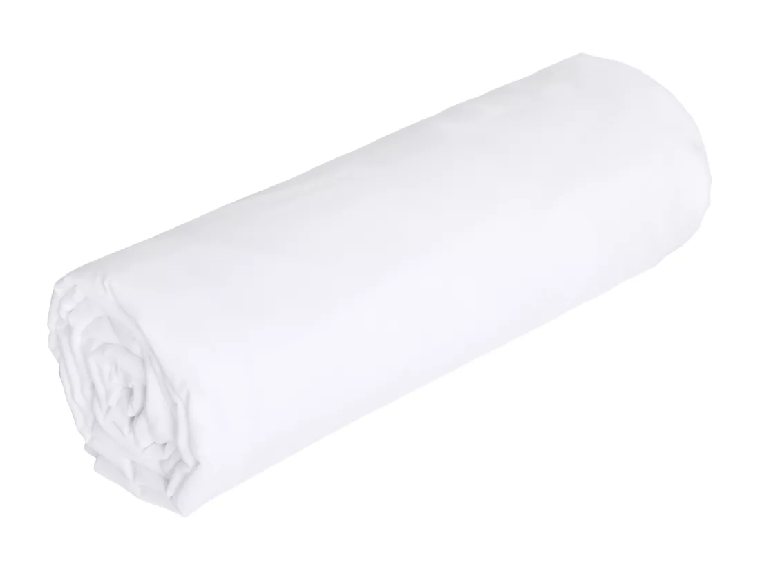 Drap housse percale de coton 80 fils/cm² - 140 x 190 cm - Bonnet 30 cm - Blanc - CHARMY de PALACIO