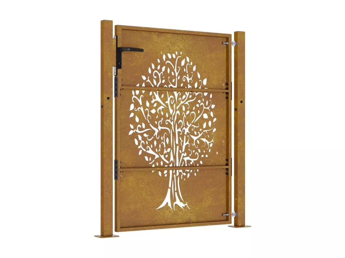 Portail de jardin 105x130 cm acier corten conception de l'arbre