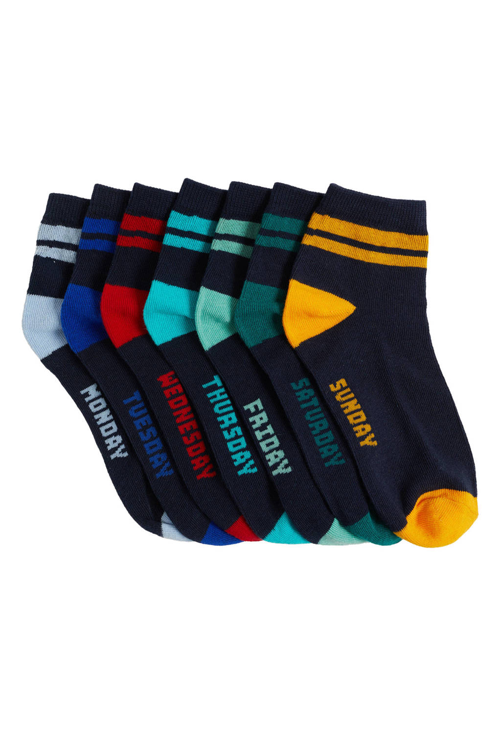 WE Fashion sokken - set van 7 donkerblauw/multicolor