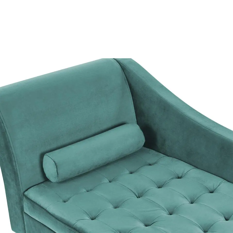 PESSAC - Chaise longue - Groenblauw - Linkerzijde - Fluweel