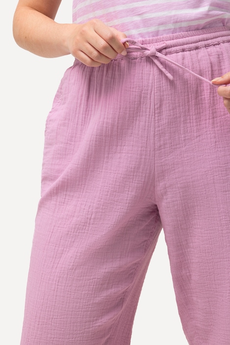 Musselin-Schlupfhose Rose, weites Bein, Elastikbund