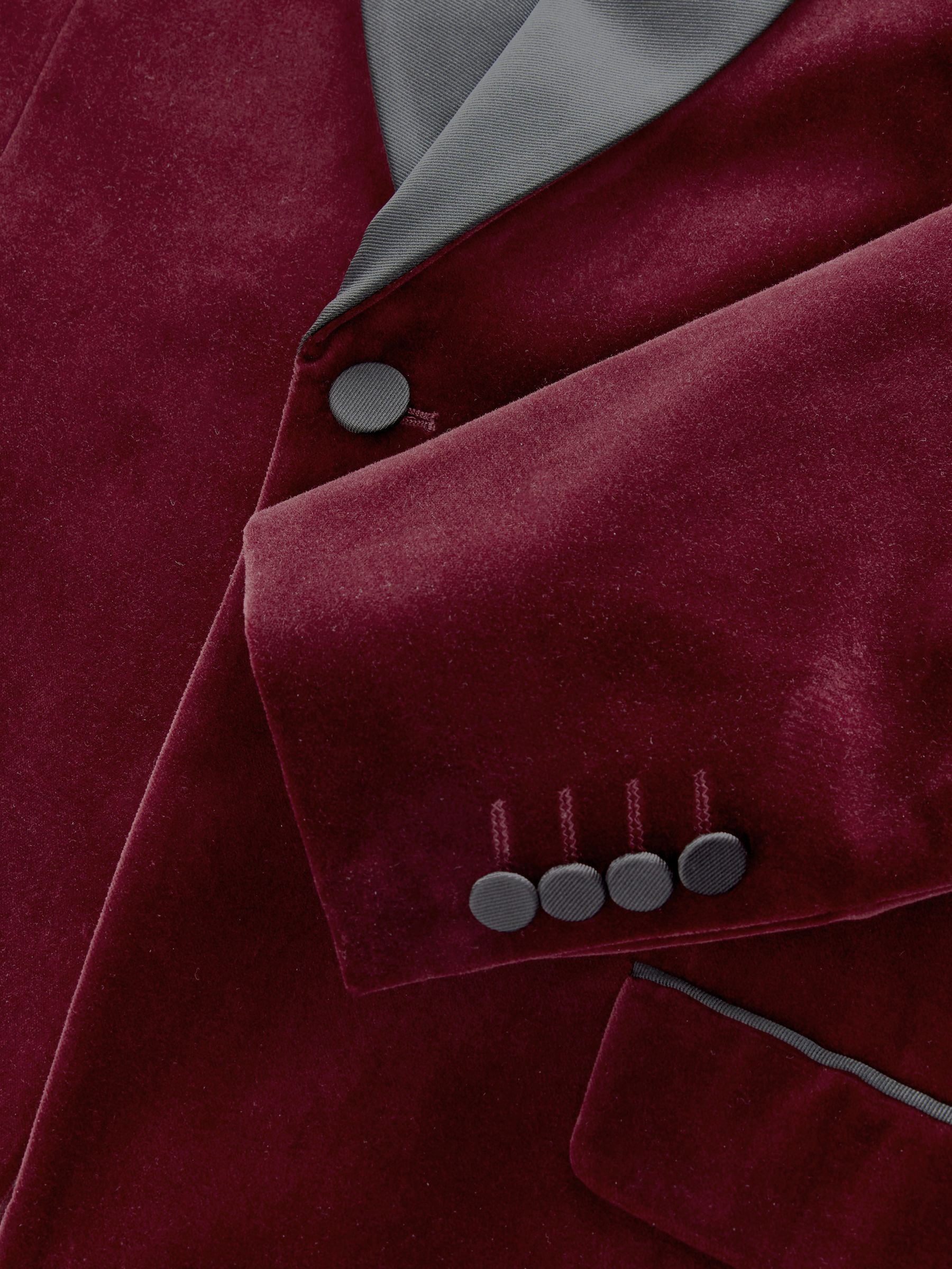 Bordeauxrood - Slim Fit - Signature Pontoglio Italian Velvet Blazer With Shawl Lapel