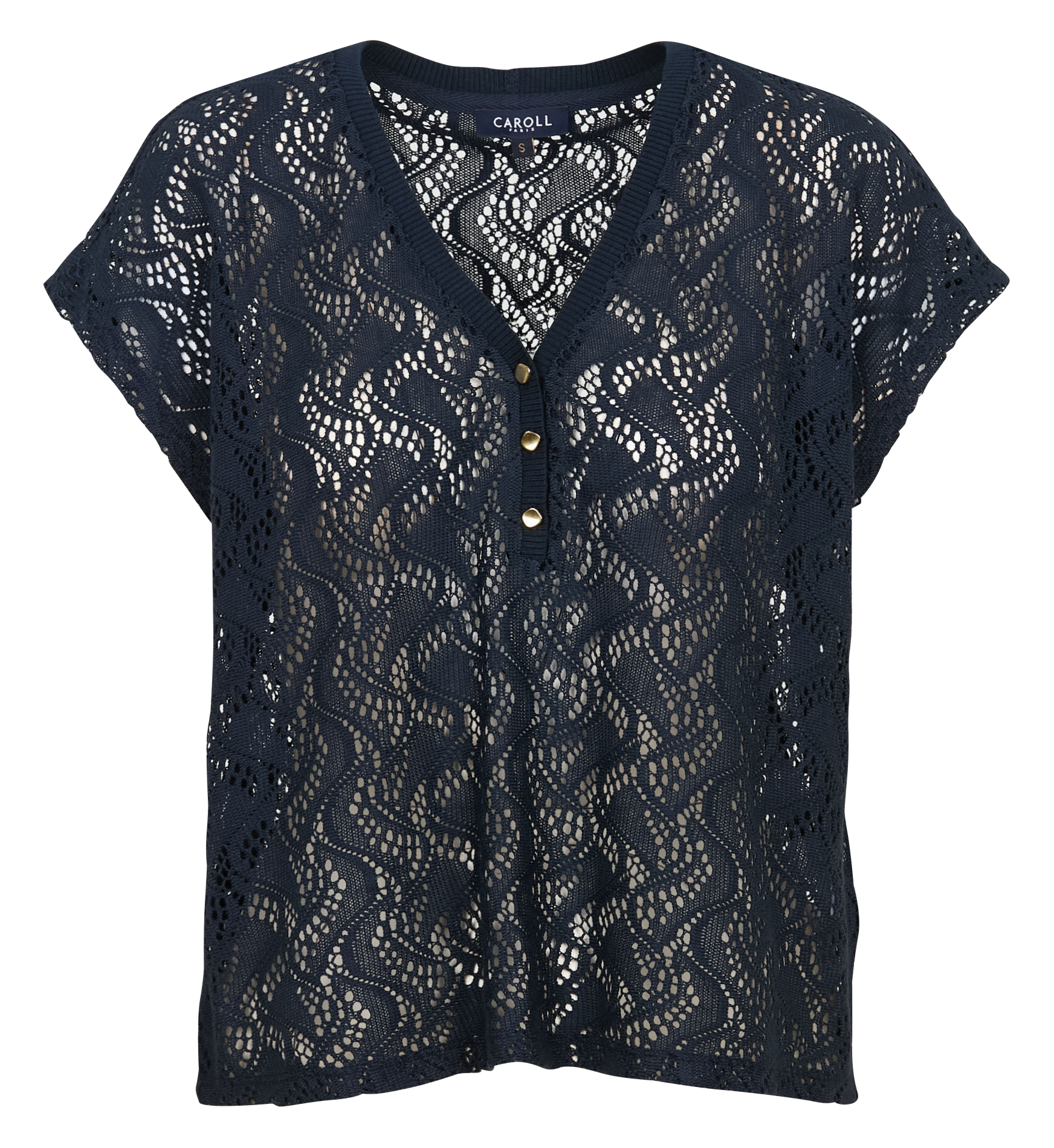 TNOE - Top ample col V en coton mélangé | Bleu