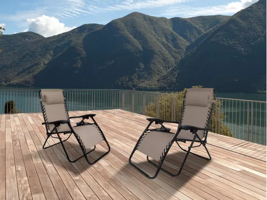 Lot de 2 Fauteuils de jardin inclinable zéro gravité 