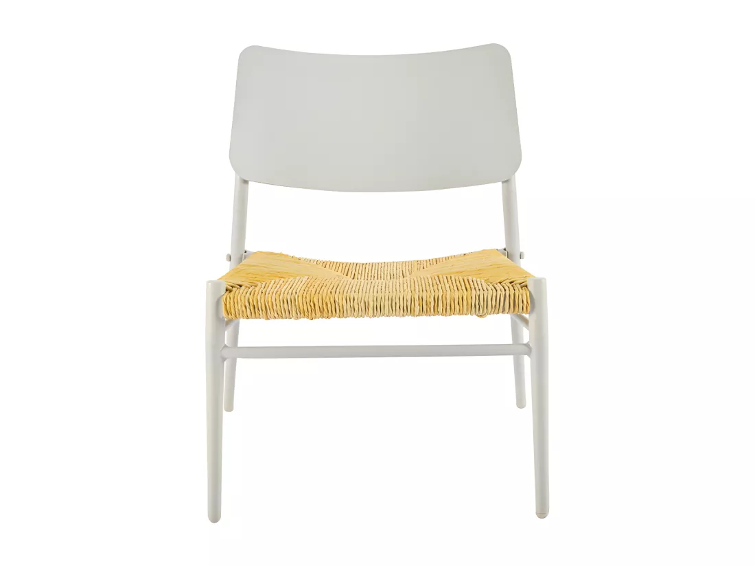 Lot de 2 fauteuils de jardin en aluminium - avec une table basse - tapis en rotin PE - Blanc