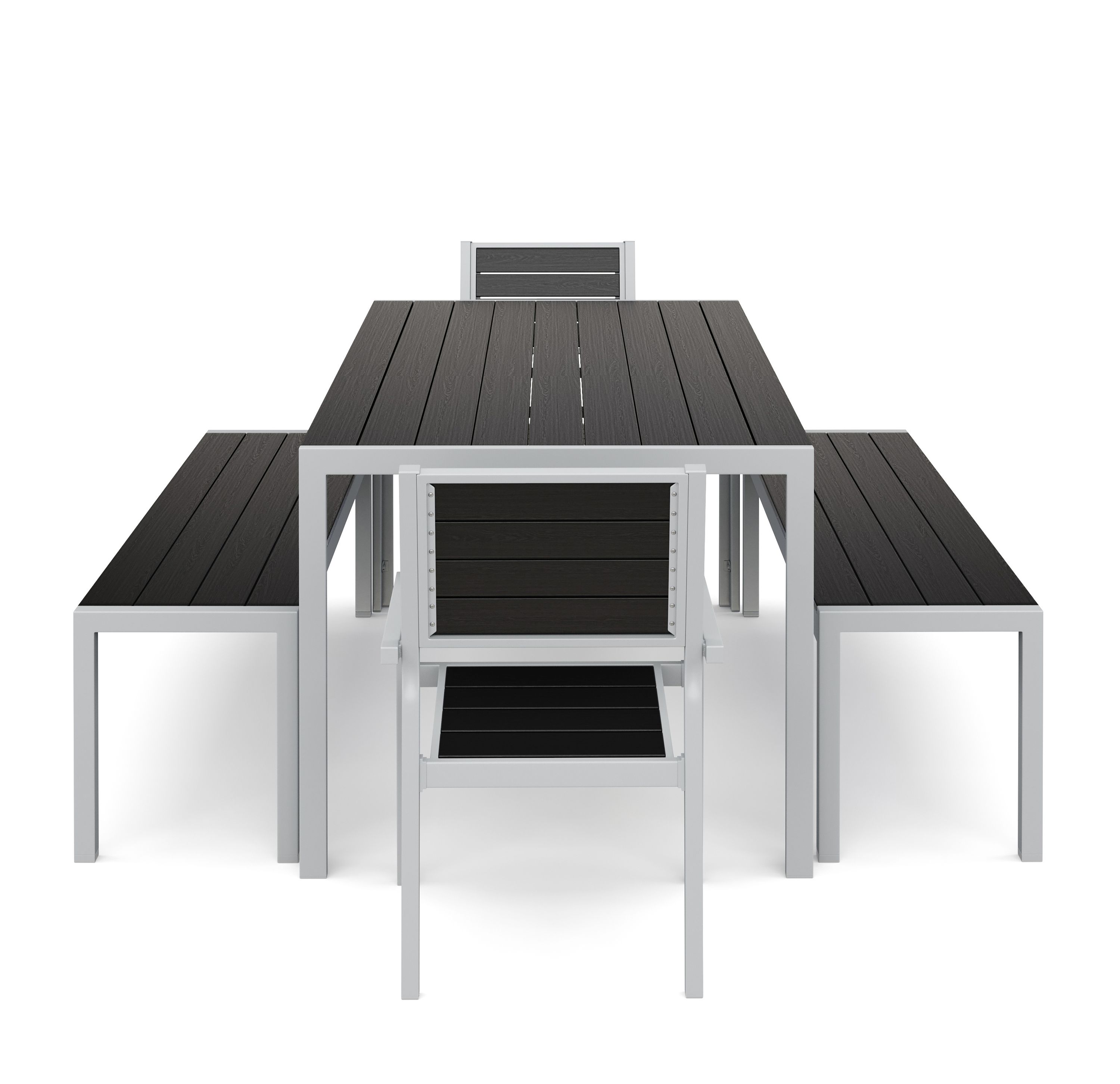 Gartenmöbel Set ZILO 2 Stühle + 2 Bänke anthrazit