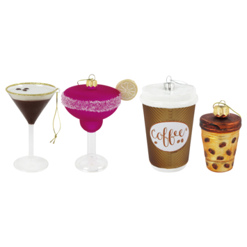 Kersthanger glas koffiethema divers per stuk