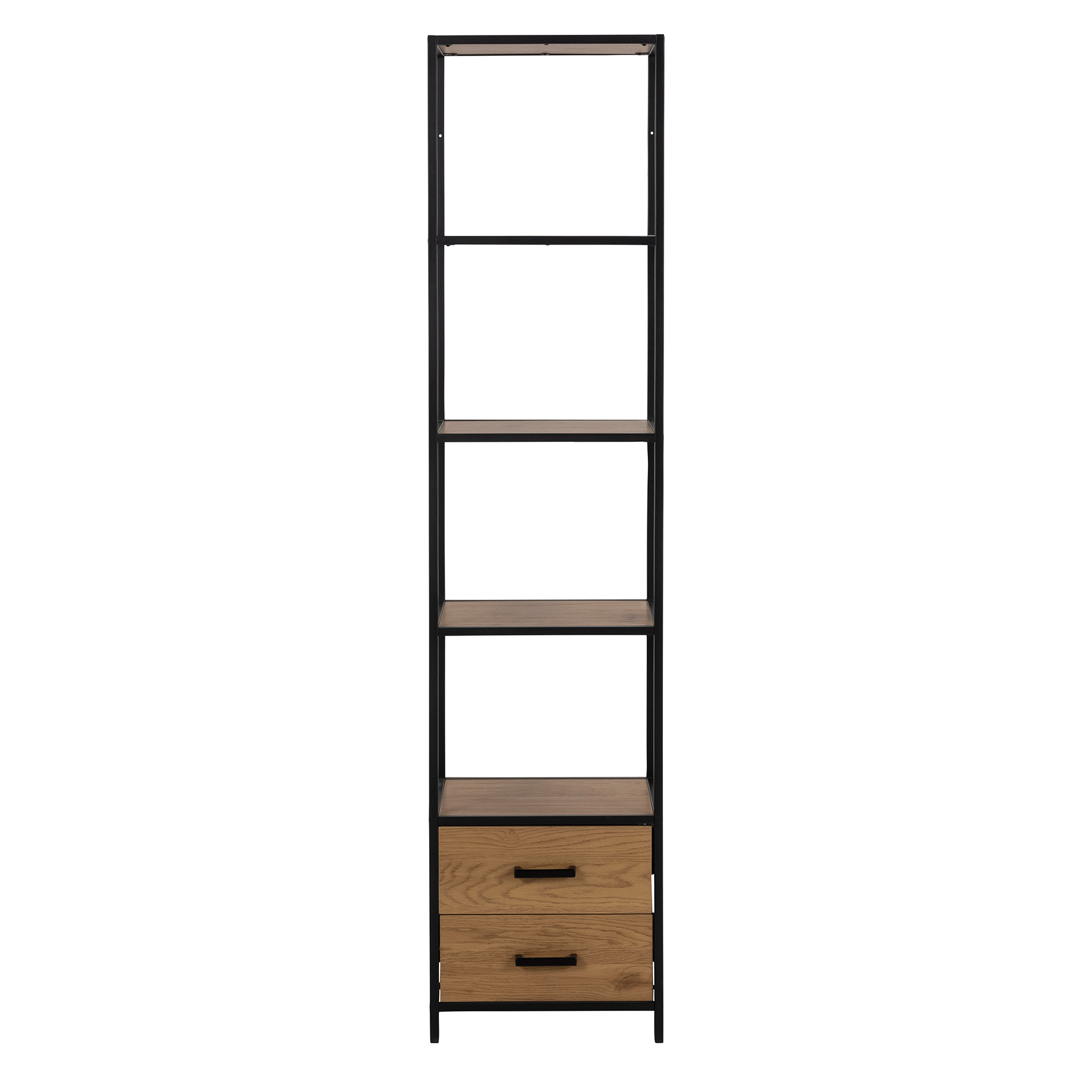 Regal SEAFORD - schwarz-holzfarben - 2 Schubladen - 42 cm breit