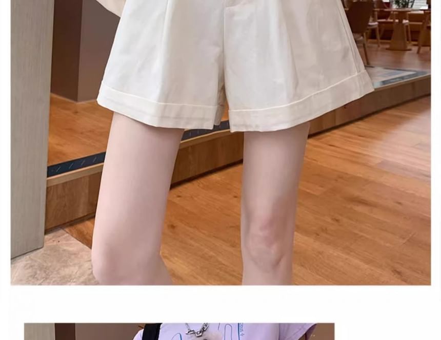 Peach+velvet - A-lijn shorts met hoge taille en plooien (M-4XL)