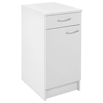 Meuble bas de cuisine 1 porte et 1 tiroir Primalight blanc mat l. 40 cm x H. 87,9 cm