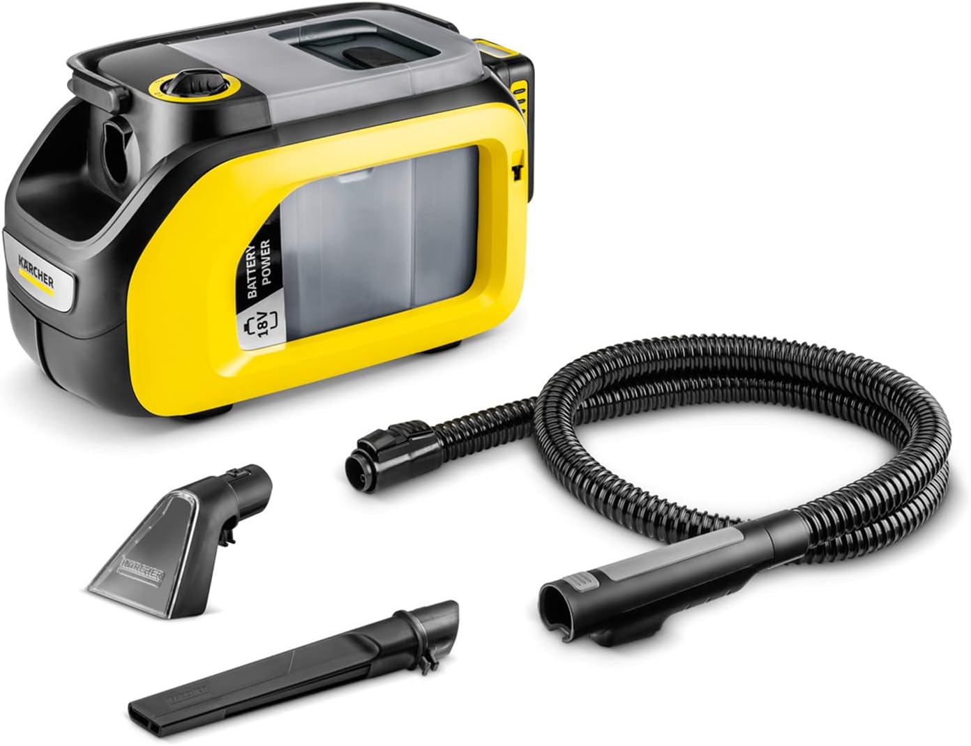 Karcher SE 3-18 Compact Akku-Waschsauger (Integrierter Sprühschlauch, extra Wasch- und Fugendüse zur Polsterreinigung, 75 mm Arbeitsbreite, Durchspülfunktion, Autoreinigung, ohne Akku und Ladegerät)