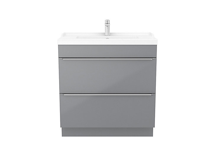 Meuble sous vasque à poser GoodHome Imandra gris 80 cm + plan vasque Lana