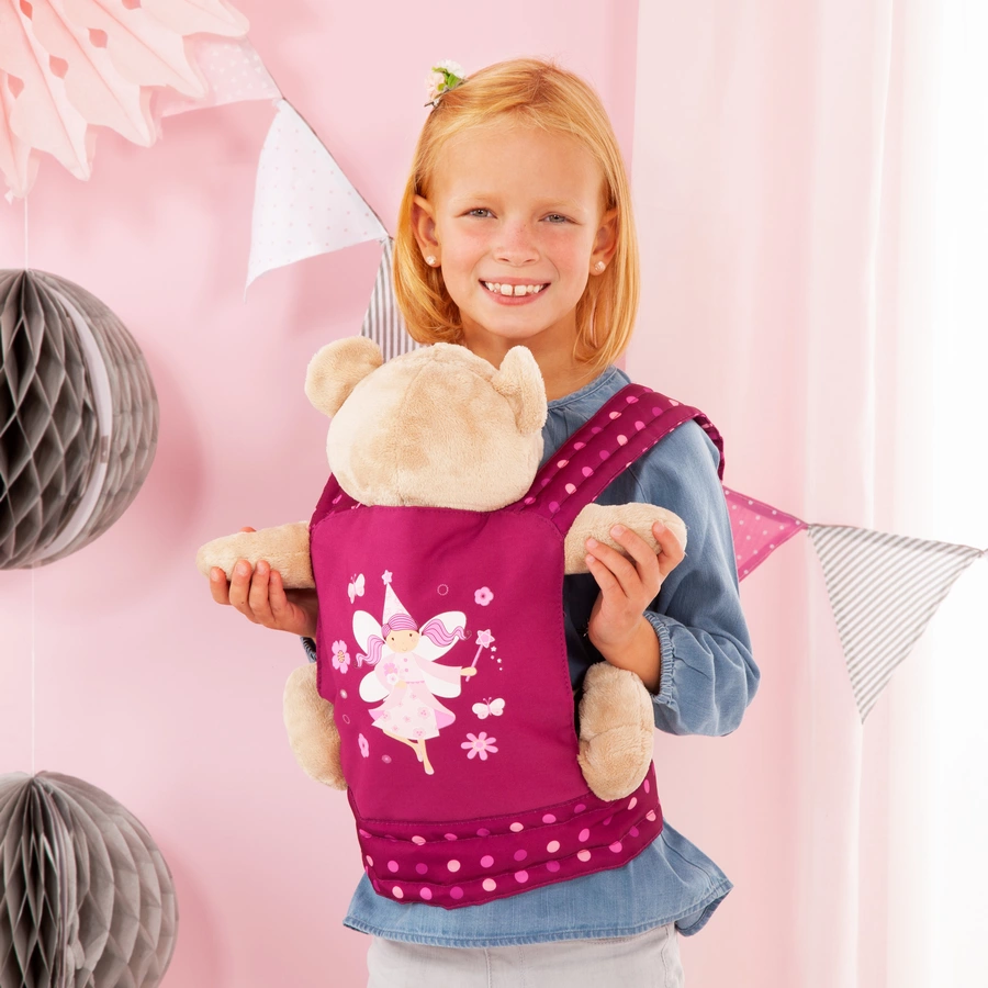 bayer Design Puppen-Tragegurt pink, mit punkten und Fee