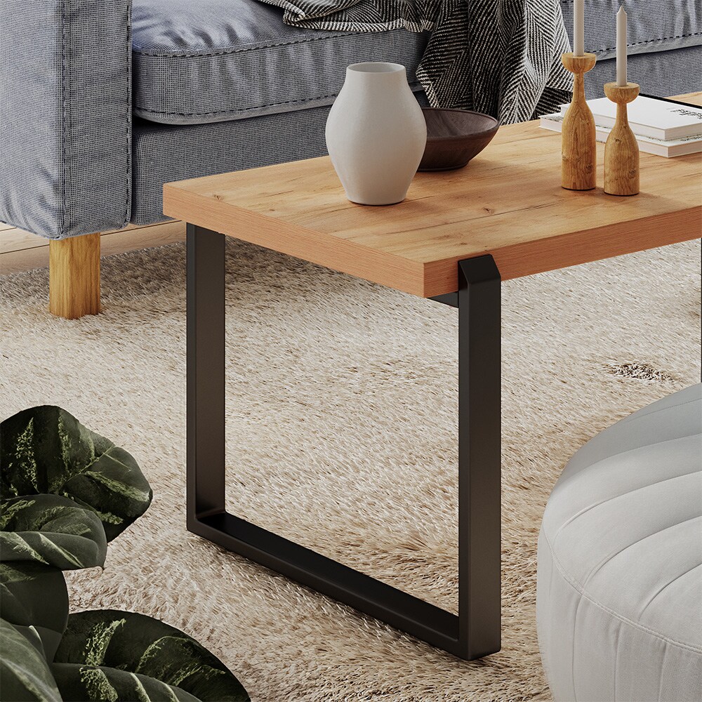 Vicco Couchtisch Halifax Eiche Schwarz 110 x 46 cm mit einem Metallrahmen